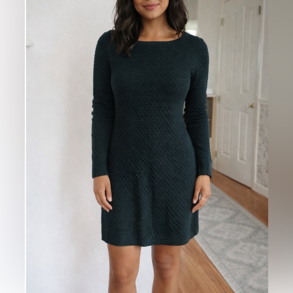 Loft ann Taylor sweater-dress mini thigh length long sleeve knit green xs KRN